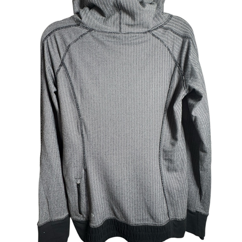 Lululemon Think Fast Hoodie Women Size 10 Black Herringbone Sweatshirt - Picture 5 of 8